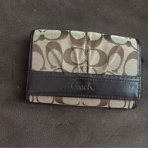 Coach Signature Brown and Cream Wallet